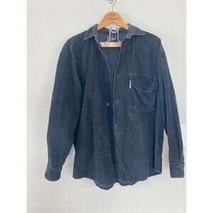 Vintage Karl Kani Jeans Black Button Up Corduroy Shirt L Shacket Jacket Hip Hop